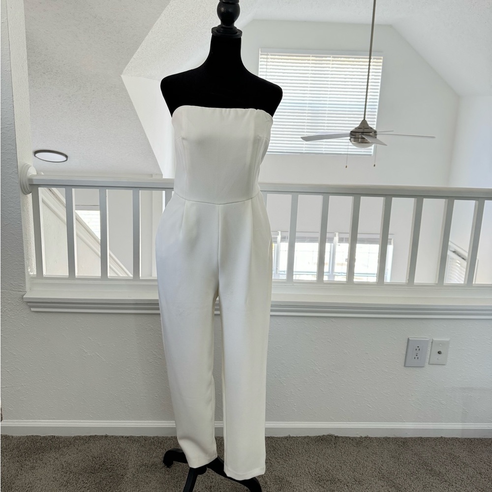 Express white strapless jumpsuit